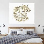 Golden Dragon Logo Elegant Decoratief Canvas Afdruk (Insitu (Slaapkamer))