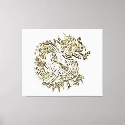 Golden Dragon Logo Elegant Decoratief Canvas Afdruk (Voorkant)