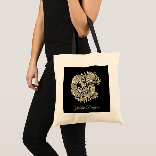 Golden Dragon Logo Faux Gold Foil Tote Bag (Voorkant (product))