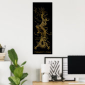 Golden Dragon Long Art Poster (Thuiskantoor)