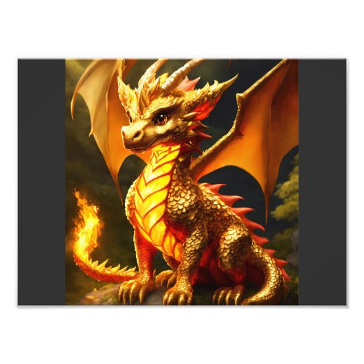 "Golden Dragon Majesty - Foto uitbreiding" Afdruk (Voorkant)