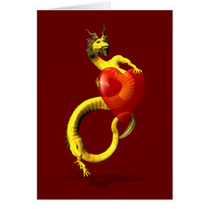 Golden Dragon met groot rood hart