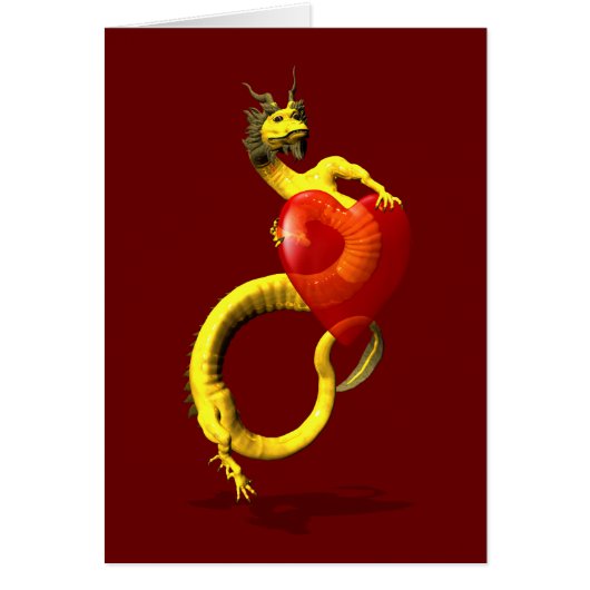 Golden Dragon met groot rood hart (Voorkant)