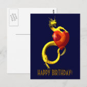 Golden Dragon met groot rood hart Briefkaart (Voorkant / Achterkant)