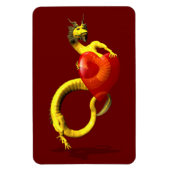 Golden Dragon met groot rood hart Magneet (Verticaal)