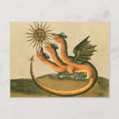 Golden Dragon met Moon en Sun Sepia Briefkaart (Voorkant)