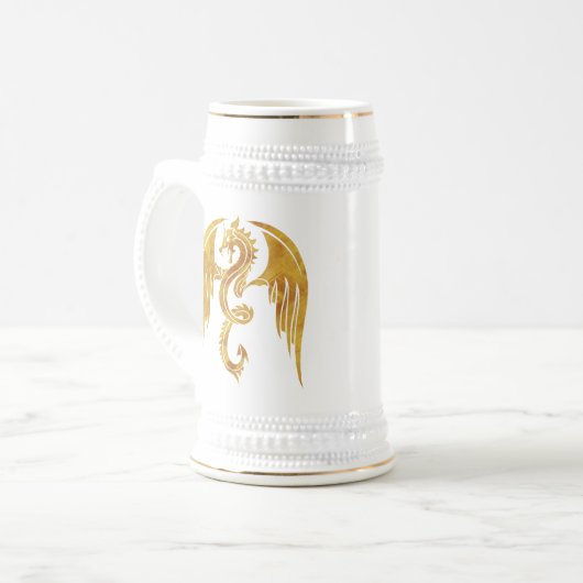Golden Dragon-Mok - Medieval Style Beer Stein Bierpul (Voorkant links)