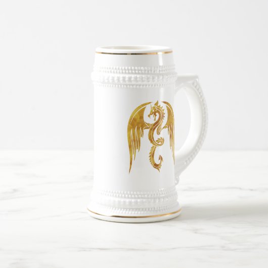 Golden Dragon-Mok - Medieval Style Beer Stein Bierpul (Voorkant rechts)