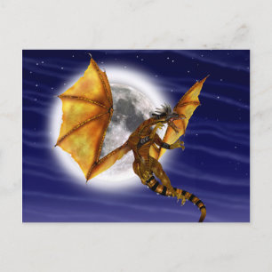 Golden Dragon Mythical Fantasy Creature Paarse luc Briefkaart