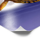 Golden Dragon Mythical Fantasy Creature Paarse luc Foto Afdruk (Hoek)