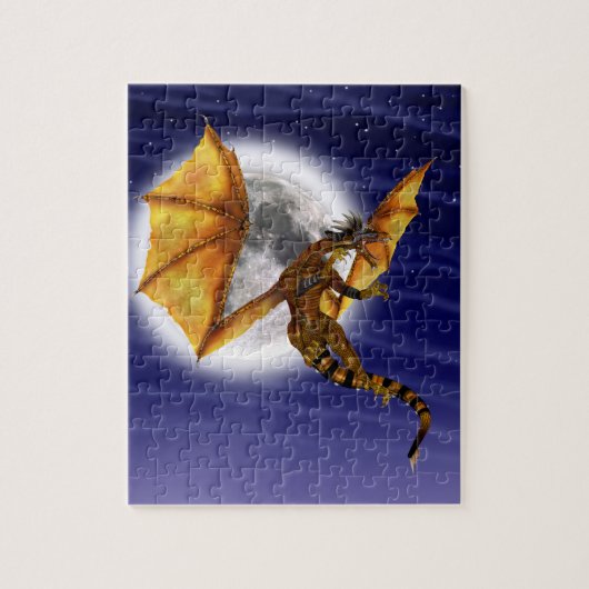 Golden Dragon Mythical Fantasy Creature Paarse luc Legpuzzel (Verticaal)