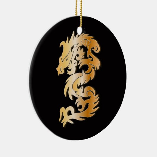 Golden Dragon op Black Keramisch Ornament (Rechts)