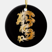 Golden Dragon op Black Keramisch Ornament (Voorkant)