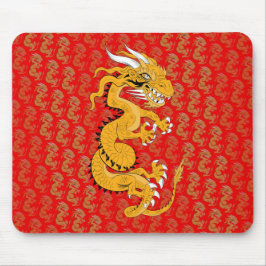 Golden Dragon op rood Muismat