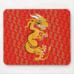 Golden Dragon op rood Muismat