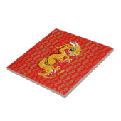 Golden Dragon op rood Tegeltje (Zijkant)