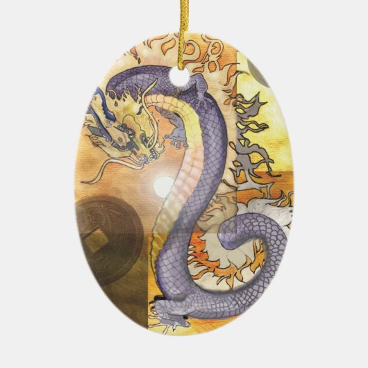 Golden Dragon~ornament Keramisch Ornament (Voorkant)