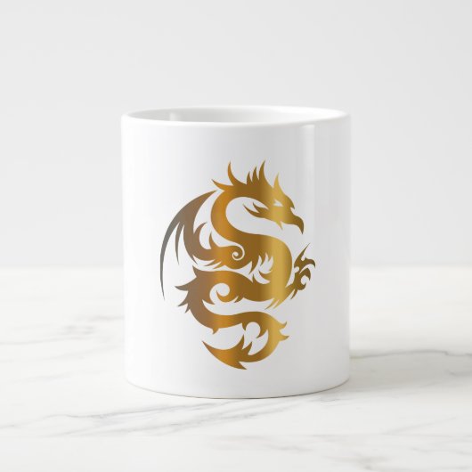 Golden Dragon over Royal Blue Grote Koffiekop (Voorkant)