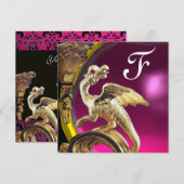 GOLDEN DRAGON PINK FUCHSIA AMETHYST Monogram Gold Kaart (Voorkant / Achterkant)