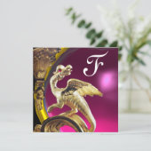 GOLDEN DRAGON PINK FUCHSIA AMETHYST Monogram Kaart (Staand voorkant)