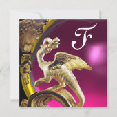 GOLDEN DRAGON PINK FUCHSIA AMETHYST Monogram Kaart (Voorkant)