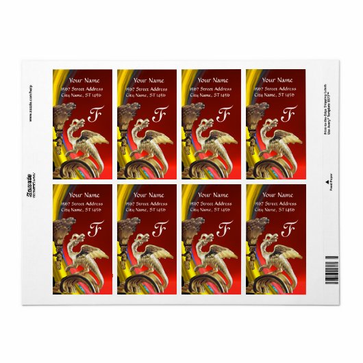 GOLDEN DRAGON RED RUBY Monogram Etiket (Full Sheet)