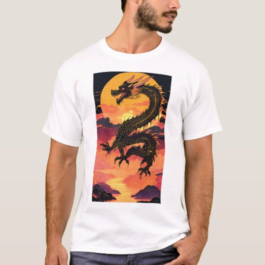Golden Dragon Rising: A Fusion of Tradition en het T-shirt (Voorkant)