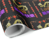Golden Dragon Rising black Cadeaupapier (Rol Hoek)