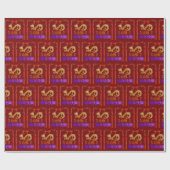 Golden Dragon Rising deep red Cadeaupapier (Vlak)