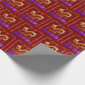 Golden Dragon Rising deep red Cadeaupapier (Hoek)