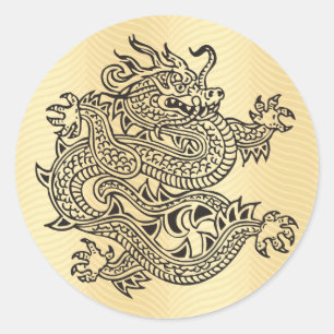 Golden Dragon Ronde Sticker