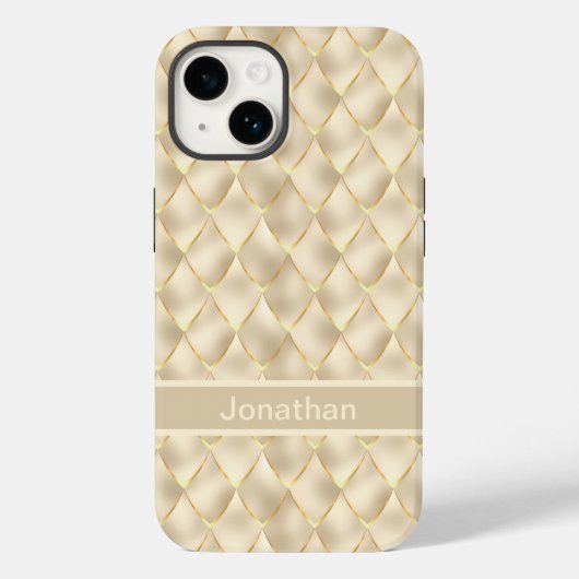 Golden Dragon Scales Fantasy Pattern met naam Case-Mate iPhone Case (Achterkant)