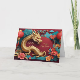 Golden Dragon Spectacle Chinees Nieuwjaar Feestdagen Kaart