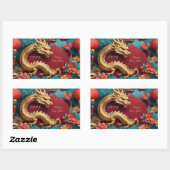 Golden Dragon Spectacle Chinees Nieuwjaar Rechthoekige Sticker (Vel)