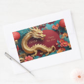 Golden Dragon Spectacle Chinees Nieuwjaar Rechthoekige Sticker (Envelop)