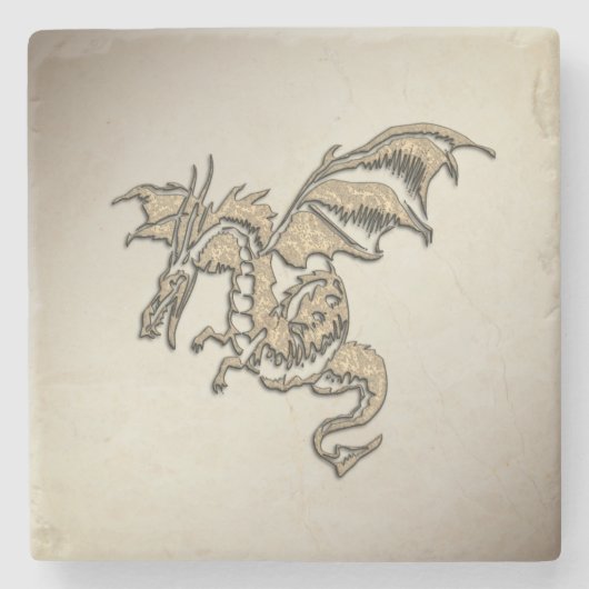 Golden Dragon Stenen Onderzetter (Voorkant)