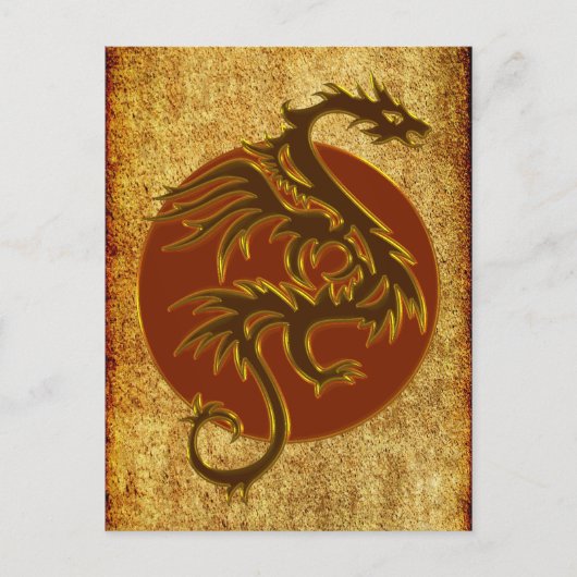 Golden Dragon Sun | antiek stijl Briefkaart (Voorkant)