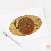 Golden Dragon Sun | antiek stijl Ovale Sticker (Envelop)