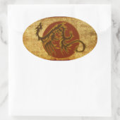 Golden Dragon Sun | antiek stijl Ovale Sticker (Tas)