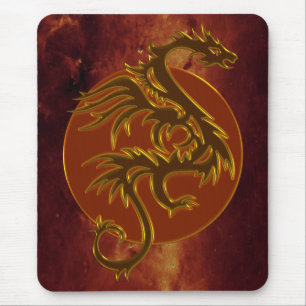 Golden Dragon Sun   universum van vuur Muismat