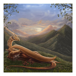 Golden Dragon Sunrise Perfect Poster