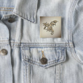 Golden Dragon Vierkante Button 5,1 Cm (In situ)