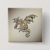 Golden Dragon Vierkante Button 5,1 Cm (Voorkant)