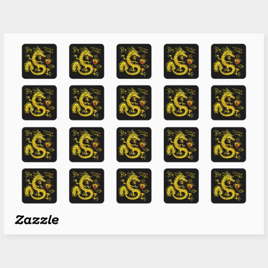 Golden Dragon Vierkante Sticker (Vel)