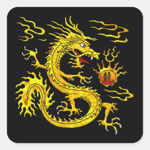 Golden Dragon Vierkante Sticker