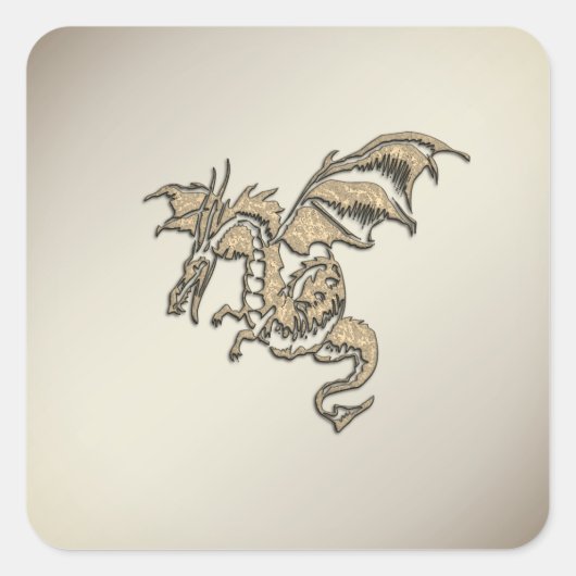 Golden Dragon Vierkante Sticker (Voorkant)