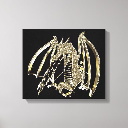 Golden Dragon: vuur ademend Canvas Afdruk (Voorkant)