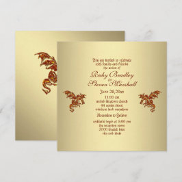 Golden Dragon Wedding Invitation Kaart