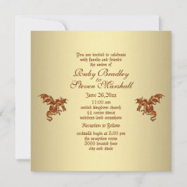 Golden Dragon Wedding Invitation Kaart