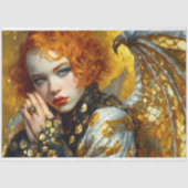 Golden Dragon Wing Girl Fantasy Decoupage Art Tissuepapier (Voorkant)